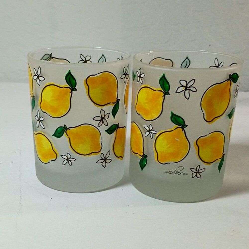 Set of two Retro Culver Everyday Decorated Frosted Double Old Fashioned Tumblers